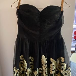 Jun & Ivy Black Dress with Gold Sequins Size M